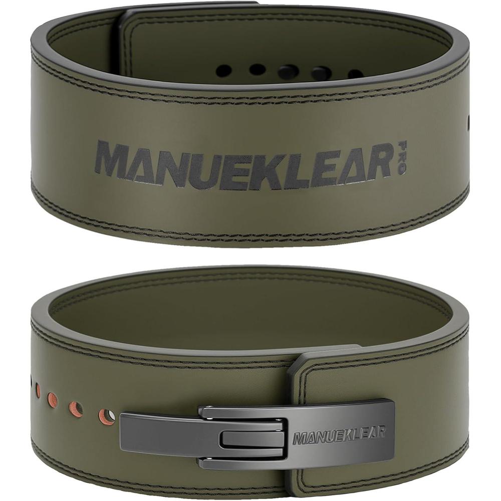 imageMANUEKLEAR 10mm Thick ampamp 4inch Wide Weight Lifting Belt Lever Lever Belt Weightlifting for Men and Women Powerlifting Lever Gym Belt for Squat Deadlift WorkoutGreen