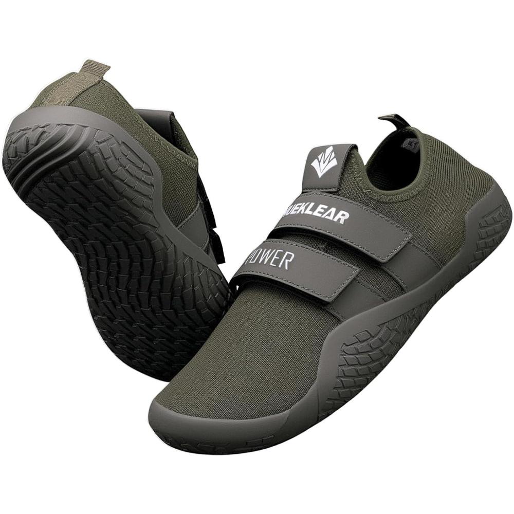 imageMANUEKLEAR Deadlift Shoes  Weight Lifting Shoes for Men Women  Weightlifting Squat Shoes Fitness CrossTrainer Barefoot Gym Training SneakersForest Green