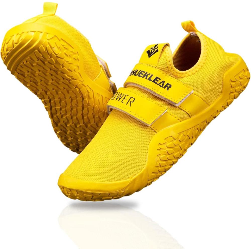 imageMANUEKLEAR Deadlift Shoes  Weight Lifting Shoes for Men Women  Weightlifting Squat Shoes Fitness CrossTrainer Barefoot Gym Training SneakersLemon Yellow