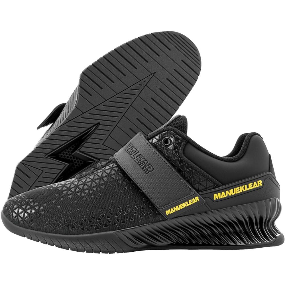 imageMANUEKLEAR Deadlift Shoes Strong AntiSlip Lifting Shoes for Men Professional Training Weightlifting Shoes for Men and Women Squat Shoes for Powerlifting with Rubber NonSlip SoleShining Black