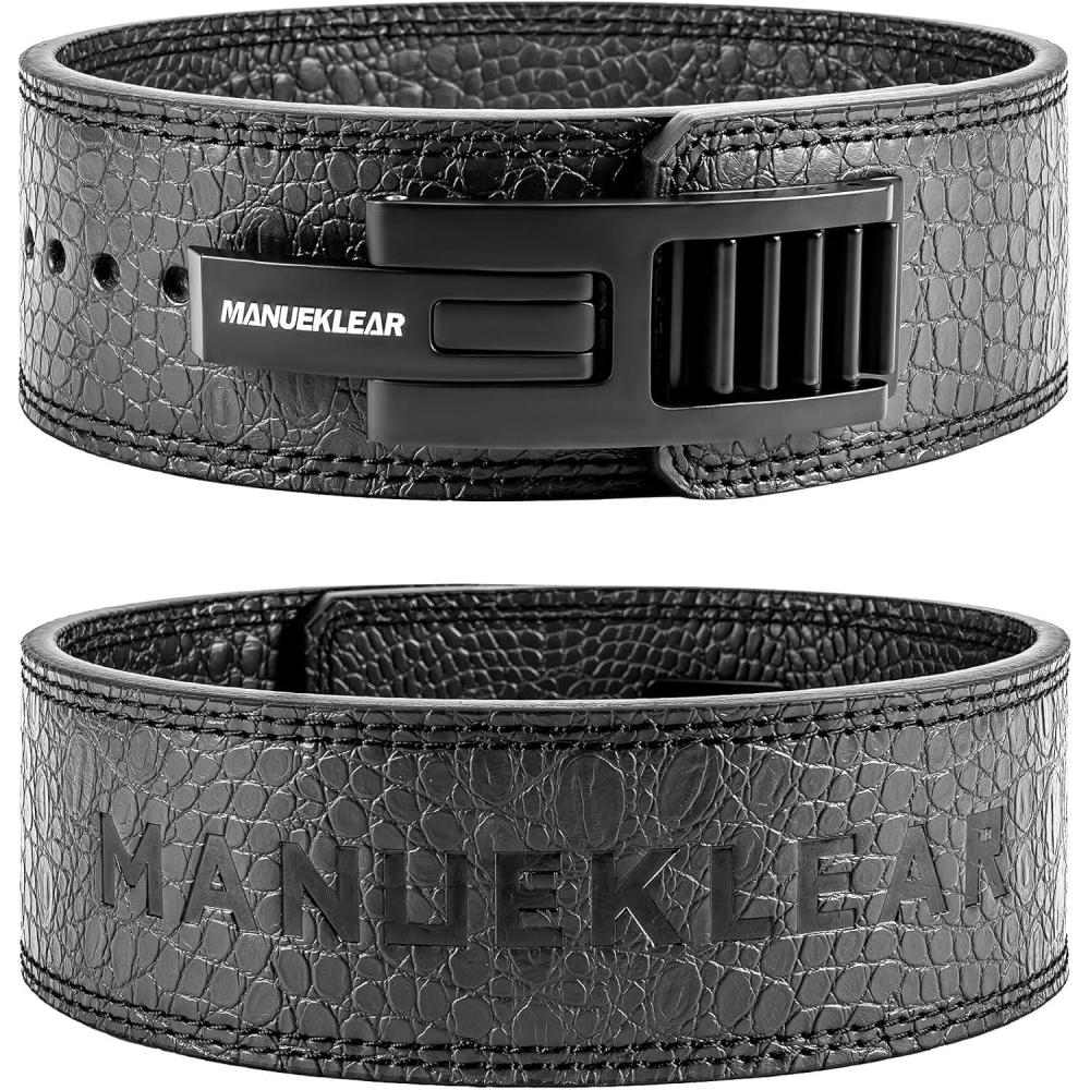 imageMANUEKLEAR Lifting Belt Lever for Men Women 10mm Quick Locking Lever Belt Weightlifting with Adjustable Buckle Lever Weight Lifting Belt for Powerlifting ampamp DeadliftsMidnight Black