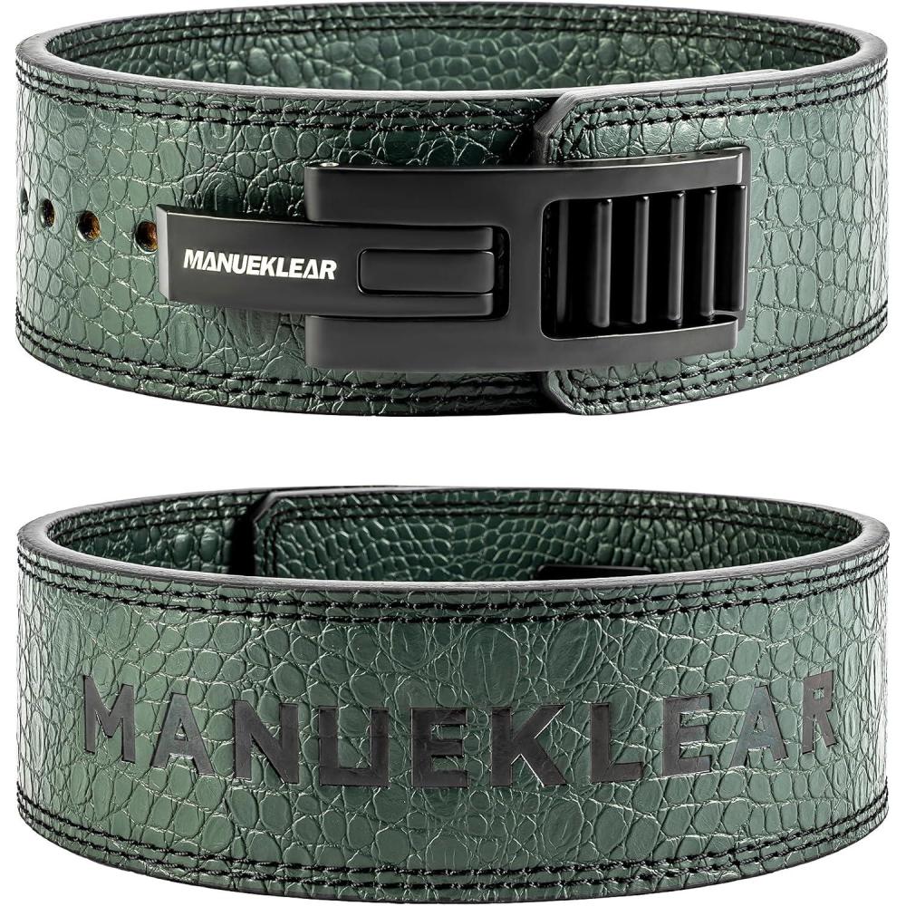 imageMANUEKLEAR Lifting Belt Lever for Men Women 10mm Quick Locking Lever Belt Weightlifting with Adjustable Buckle Lever Weight Lifting Belt for Powerlifting ampamp DeadliftsForest Green