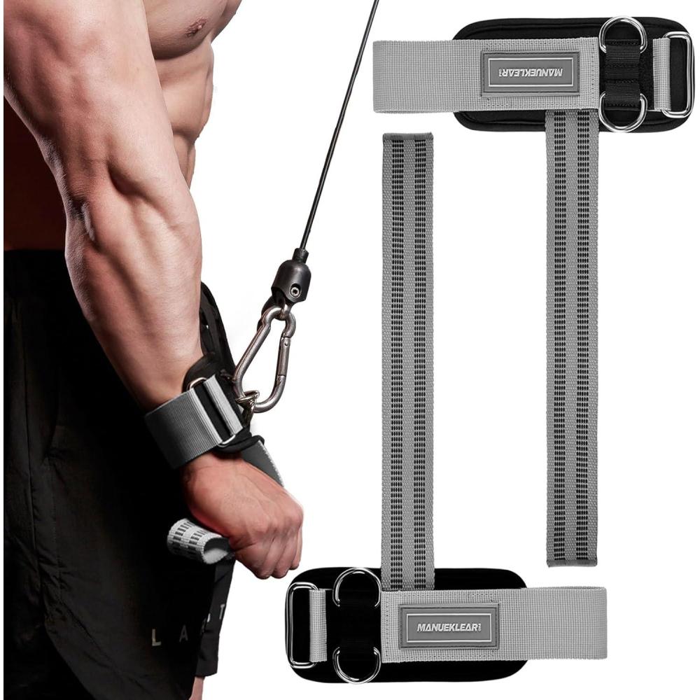 imageMANUEKLEAR NonSlip Wrist Straps for Weightlifting Deadlifting Gym Lifting Straps with D Rings for Cable Machine Workout 10mm Neoprene Padded Weight lifting Wrist Wraps for Men WomenGray