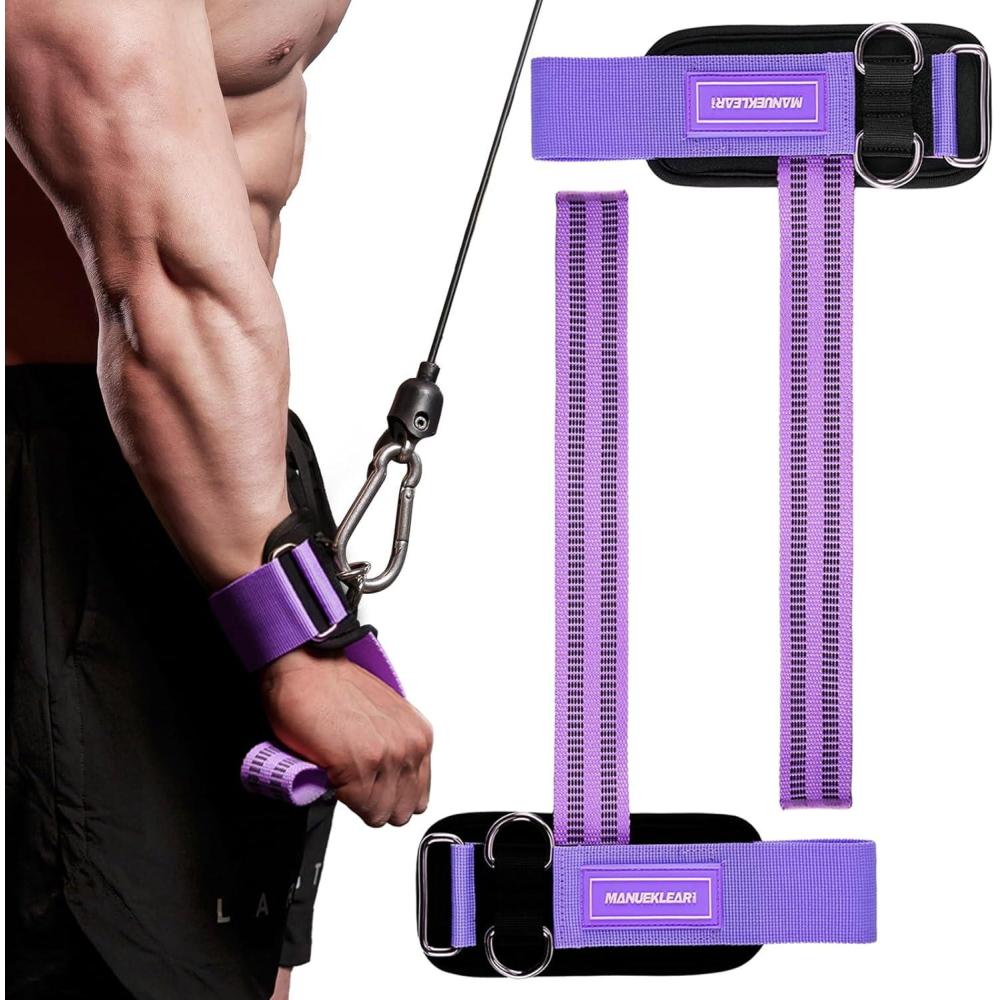 imageMANUEKLEAR NonSlip Wrist Straps for Weightlifting Deadlifting Gym Lifting Straps with D Rings for Cable Machine Workout 10mm Neoprene Padded Weight lifting Wrist Wraps for Men WomenPurple