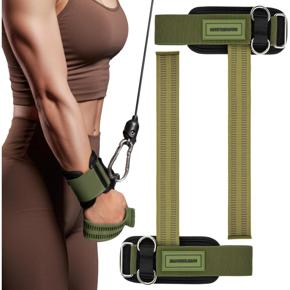 imageMANUEKLEAR NonSlip Wrist Straps for Weightlifting Deadlifting Gym Lifting Straps with D Rings for Cable Machine Workout 10mm Neoprene Padded Weight lifting Wrist Wraps for Men WomenGreen