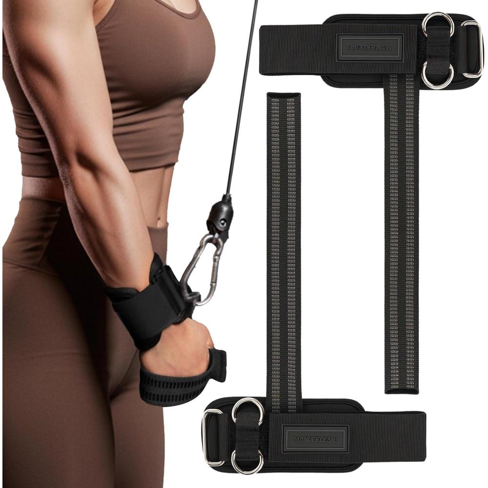 imageMANUEKLEAR NonSlip Wrist Straps for Weightlifting Deadlifting Gym Lifting Straps with D Rings for Cable Machine Workout 10mm Neoprene Padded Weight lifting Wrist Wraps for Men WomenBlack