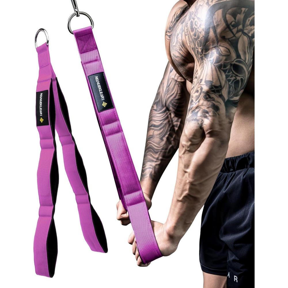 imageMANUEKLEAR Tricep Rope Cable Attachment Handles Greater Range of Motion Tricep Pull Down Rope for Push Downs Crunches Facepulls for Professional GymPink