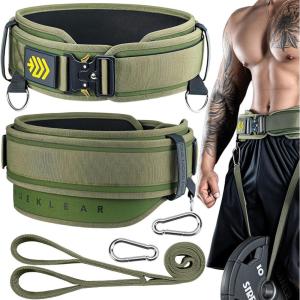 MANUEKLEAR 2-in-1 Weightlifting Belt & Dip Belt with 36.7 IN Rope, Double-Layer Weight Lifting Belts, Powerlifting Gym Weighted Belt for Pull Up Squat(Olive Drab)