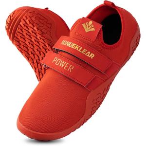 MANUEKLEAR Deadlift Shoes – Weight Lifting Shoes for Men Women – Weightlifting Squat Shoes Fitness Cross-Trainer Barefoot Gym Training Sneakers(Deep Red)