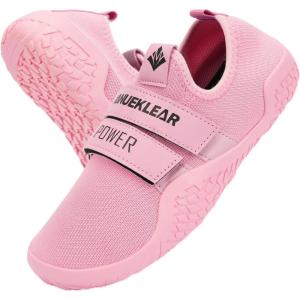 MANUEKLEAR Deadlift Shoes – Weight Lifting Shoes for Men Women – Weightlifting Squat Shoes Fitness Cross-Trainer Barefoot Gym Training Sneakers(Misty Pink)