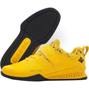 MANUEKLEAR Deadlift Shoes, Strong Anti-Slip Lifting Shoes for Men, Professional Training Weightlifting Shoes for Men and Women, Squat Shoes for Powerlifting with Rubber Non-Slip Sole(Lemon Yellow)