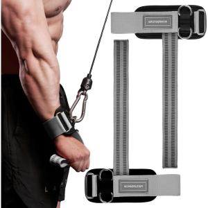 MANUEKLEAR Non-Slip Wrist Straps for Weightlifting Deadlifting, Gym Lifting Straps with D Rings for Cable Machine Workout, 10mm Neoprene Padded Weight lifting Wrist Wraps for Men Women(Gray)