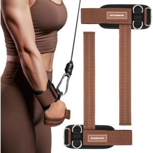 MANUEKLEAR Non-Slip Wrist Straps for Weightlifting Deadlifting, Gym Lifting Straps with D Rings for Cable Machine Workout, 10mm Neoprene Padded Weight lifting Wrist Wraps for Men Women(Brown)