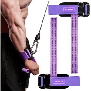MANUEKLEAR Non-Slip Wrist Straps for Weightlifting Deadlifting, Gym Lifting Straps with D Rings for Cable Machine Workout, 10mm Neoprene Padded Weight lifting Wrist Wraps for Men Women(Purple)