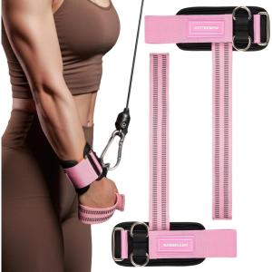 MANUEKLEAR Non-Slip Wrist Straps for Weightlifting Deadlifting, Gym Lifting Straps with D Rings for Cable Machine Workout, 10mm Neoprene Padded Weight lifting Wrist Wraps for Men Women(Pink)